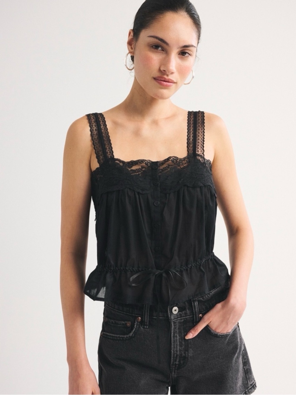 A&F Lace-Trim Cinched Through Cami